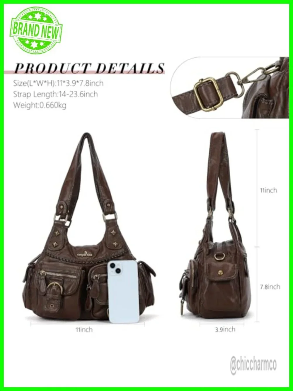 Vegan Leather Hobo Shoulder Bag Crossbody Purse with Pockets